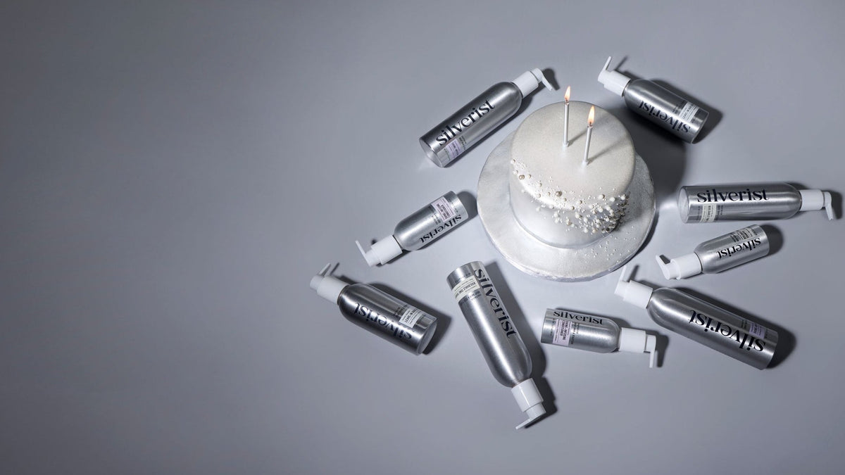 Birthday cake with two candles and Silverist product